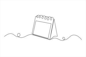 Table calendar single line drawing and isolated continuous outline illustration 9 vector