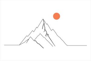 One Line Drawing of a Simple Mountain Icon vector