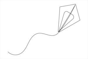 Kite one line drawing minimalist simple outline illustration vector