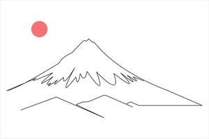 Mountain Symbol in Continuous One Line Design vector