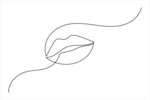 Minimalist one line lip icon continuous line drawing illustration vector