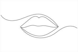 Minimal Beauty Icon Lips in Continuous Line Art Style vector