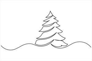 Christmas Tree Shape in One Line Art Style vector