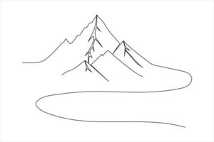 Mountain Icon in One Line Minimalist Style vector