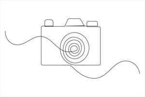 Outline camera icon created with single line drawing vector