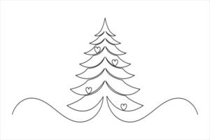 Minimal Christmas Tree Icon Using Continuous Line Drawing vector