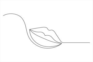 Lips Icon Minimal Style One Line Drawing vector