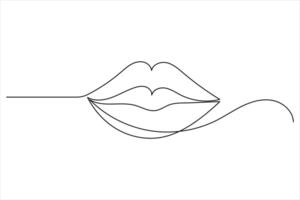 One Stroke Lips Icon Continuous Line Art vector
