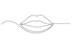 Continuous Line Minimal Lips Icon Illustration vector