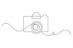 Continuous line art camera in simple minimalist style vector