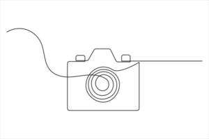 Minimalist camera icon in one line drawing style vector