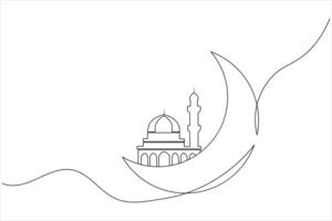 Minimalist Islamic Symbol in Continuous Line Style vector