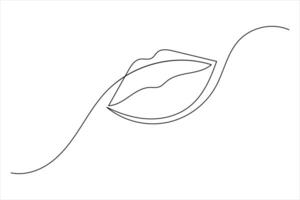 Minimal Lip Icon Continuous Line Art vector