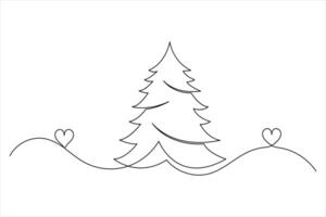 Modern Christmas Tree Icon with Single Line Design vector