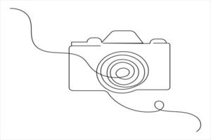 Simple camera icon drawn in continuous line style vector