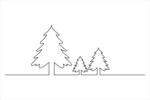 Elegant Christmas Tree Icon in Continuous Line Style vector