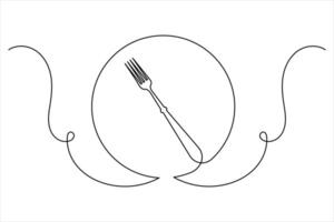 Fork and knife icon abstract single line minimalist artwork vector
