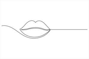 Minimal Lip Outline One Continuous Line Drawing vector