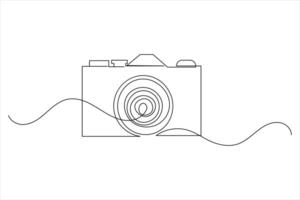 Continuous minimalist art showing a camera icon vector