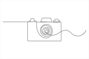 Simple camera icon in one line minimalist illustration vector