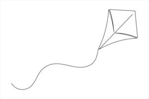 One Line Art Kite Icon Isolated and Simple vector