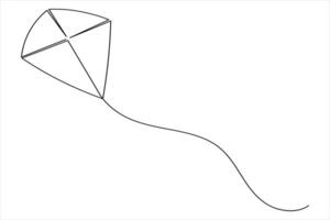 Continuous Line Kite Drawing Simple Outline vector
