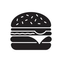 Simple Burger Icon in Black on White vector
