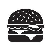 Black Burger Icon in Clean Simple Style vector