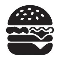 Isolated Black Burger Icon on White Design vector