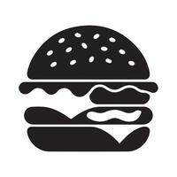 Burger Icon Black on White Background Graphic vector