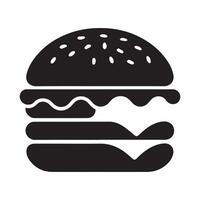Black Burger Silhouette Icon for Minimal Design vector