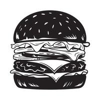 Minimalist Black Burger Icon Isolated on White Background vector