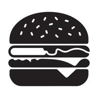 White Background Featuring Burger Icon in Black vector