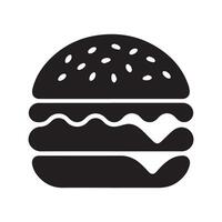 Flat Black Burger Icon with White Background vector