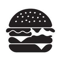 Burger Icon in Black on White Design vector
