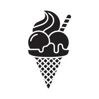 Black Gelato Ice Cream Cone vector
