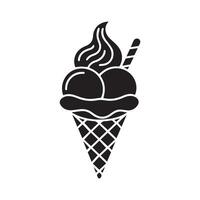 Black Gelato Ice Cream Cone Isolated Graphic vector