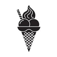 Black Gelato Ice Cream Minimal Icon Art vector