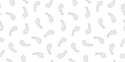Seamless Tempura Shrimp Doodle Pattern. Crunchy Tempura Doodle Pattern. vector