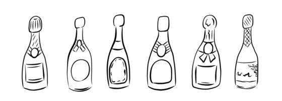 An Illustration Showcasing Various Unique Champagne Bottles for All Types of Celebrations vector
