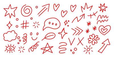 Explore a collection of Red HandDrawn Doodle Elements perfect for various Creative Projects vector