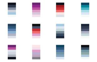 Colour Swatches Combinations 12x6 True Colors of Winter - 3d Light Soft, Muted, Pastel Tones, Color Palette, Scheme, Chart vector