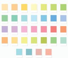 Colour Swatches 32 True Colors of Spring - 3d Light Soft, Muted, Pastel Tones - with HEX Codes and Names, Color Palette, Scheme, Chart and Combinations vector