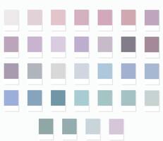 Colour Swatches 32 True Colors of Summer - 3d Light Soft, Muted, Pastel Tones, Color Palette, Scheme, Chart and Combinations vector