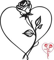 A rose in a heart with a heart shape vector