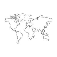 Global Connection Silhouette Map Minimalist World Outline Design vector