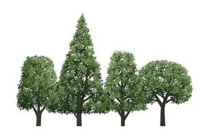 Set of green trees isolated on white background for landscape and architecture drawing, elements for environment and garden. vector