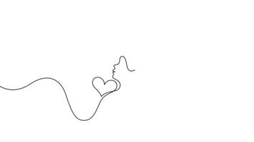 mother and daughter with heart shape one line continuous 4K animated video