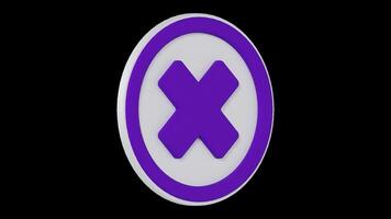 Rotating Purple X Symbol Animation Inside a Circle on Transparent Background video