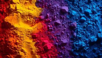 A mesmerizing display of colorful powder with vibrant textures forming a rainbow gradient photo
